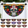 Durable Polyester Bunting Day of The Dead Skull Banner, Marigold Print Fiesta Decorative Wall Hanging Flag, Colorful Sugar Outdoor Yard Party