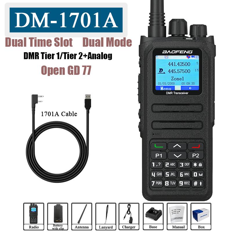 Baofeng DMR DM-1701A Walkie Talkie Open GD77 Installed Dual Mode Analog And Digital Tier 1+2 Dual Time Slot Long Range Ham Radio
