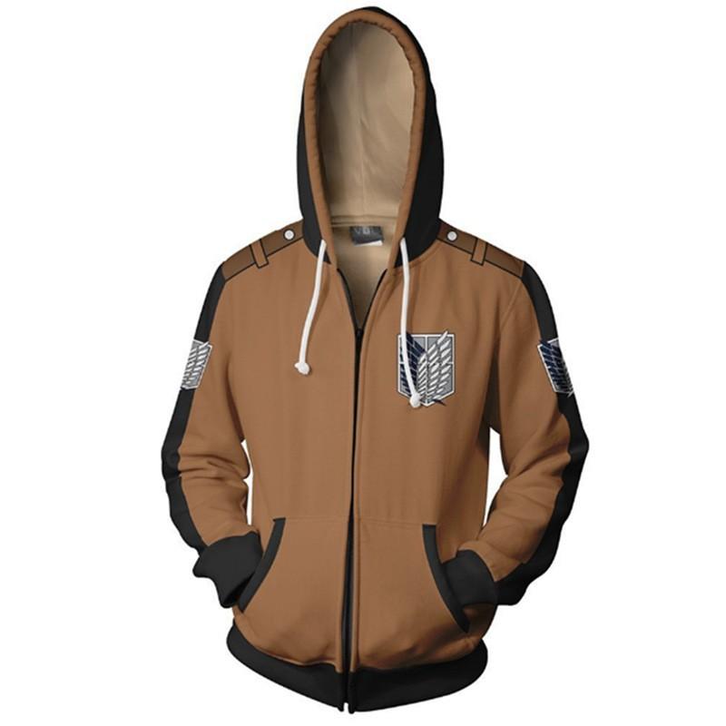 Attack On Titan 3D Print Zip Up Hoodie Cosplay Anime Merch Youth