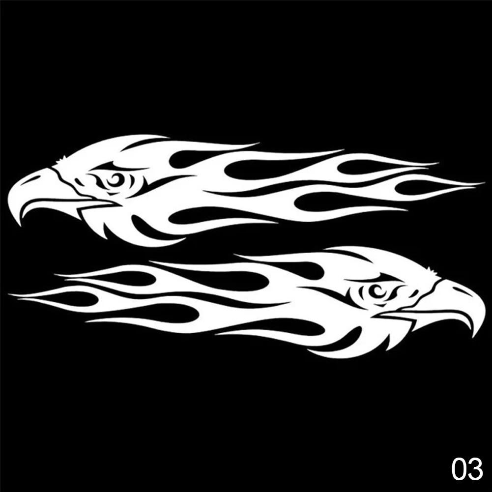 Пользовательские автомобильные наклейки DIY Kit Eagle Flame Pattern Светоотражающий скутер Крутая наклейка Логотип Светоотражающий стиль 2 шт.