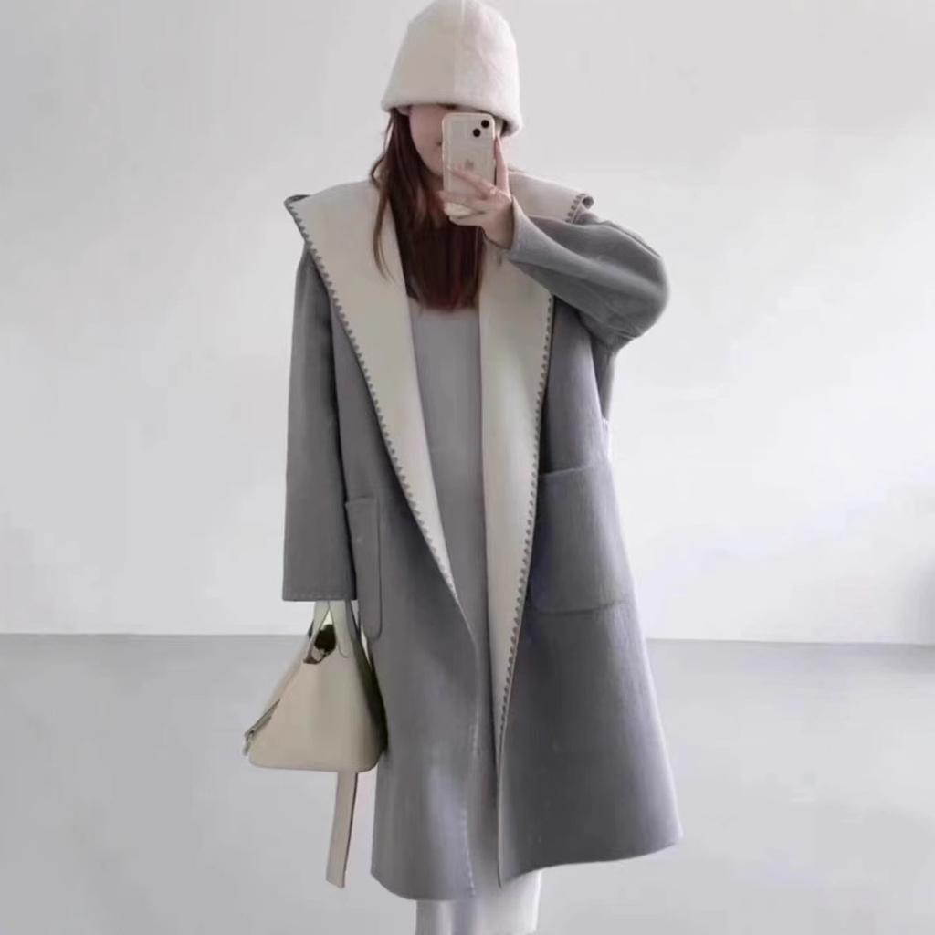 Autumn and Winter New Style Small, Stylish, Age-reducing, Sweet Lapels, Loose Korean Style, Versatile Wool Coat