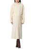 Maternity Ribbed Knit Long Ivory [ANGELIEBE] Dress, Switching, Dress, Prenatal, Postnatal, Sleeve, Turtleneck, L,