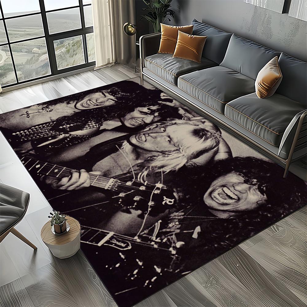 3D Retro Band Slayer Heavy Metal Rcck Sign Carpet Rug for Living Room Bedroom Home Sofa Decoration,Kid Play Non-slip Floor Mat