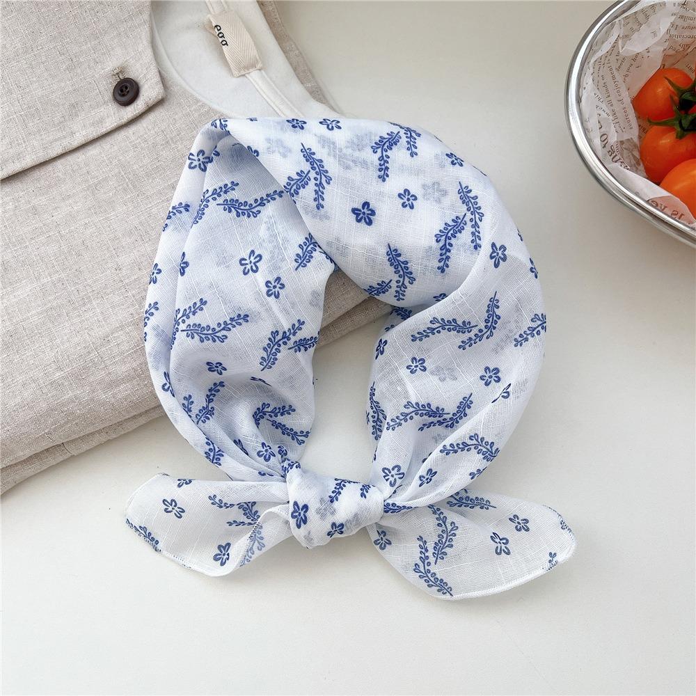Flower Cotton Linen Print Scarves Cashew Square Handkerchief Clothing Accessories