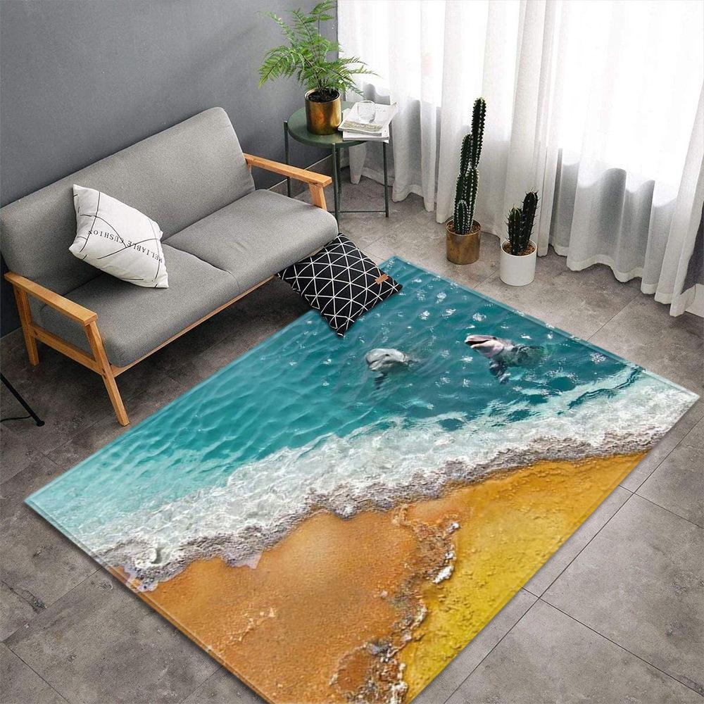3D Пляжные Морские Ковры Домашний Декор Галька Пруд с Лотосами Ковер для Гостиной Ковер для Спальни для Мальчиков Напольный Коврик Мягкий Кухонный Коврик Придверный Коврик