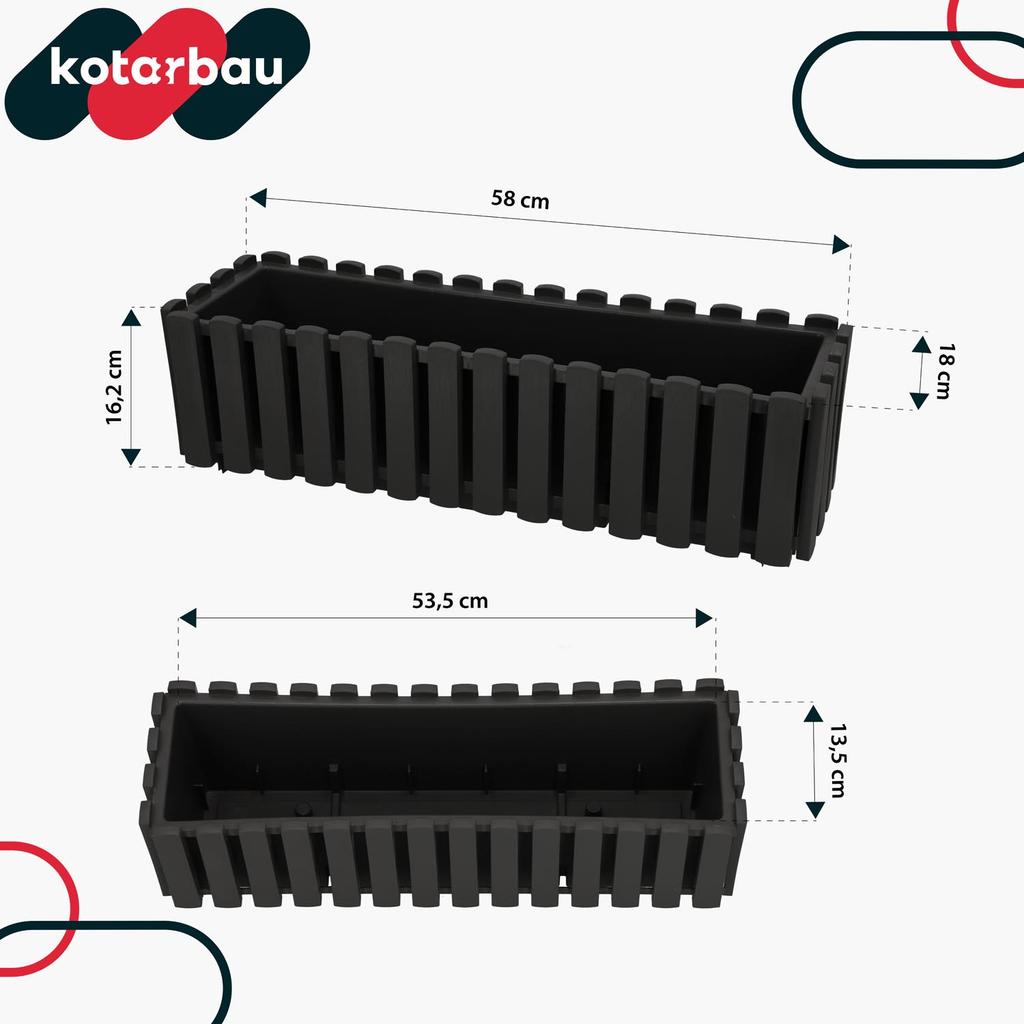 Flowerpot Balcony Box for Balustrade Terrace Flowers Gray 60cm 4 PCS