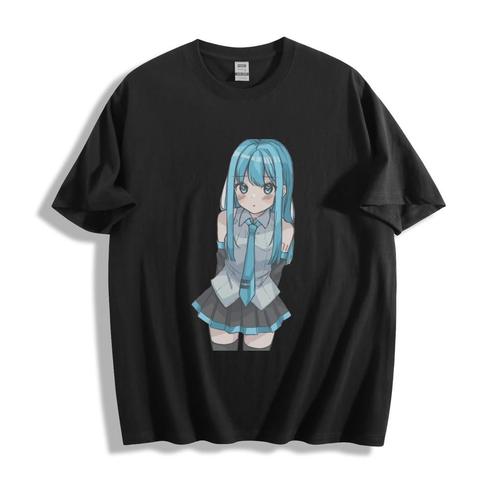 Футболка Hatsune Miku "Застенчивая студентка" - Милый аниме-стиль, унисекс