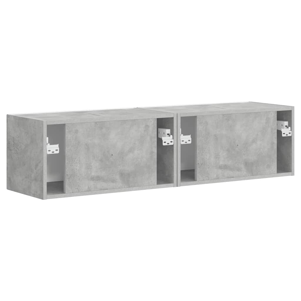 TV Wall Cabinet 2 pcs Concrete Look 60 x 31 x 29.5 cm Particleboard
