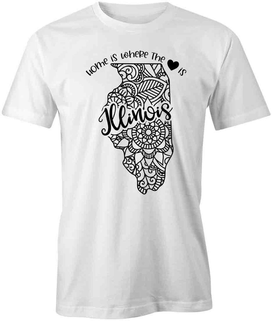 STATE MANDALA ILLINOIS TShirt Tee Short-Sleeved Cotton CLOTHING HEART S1WSA777