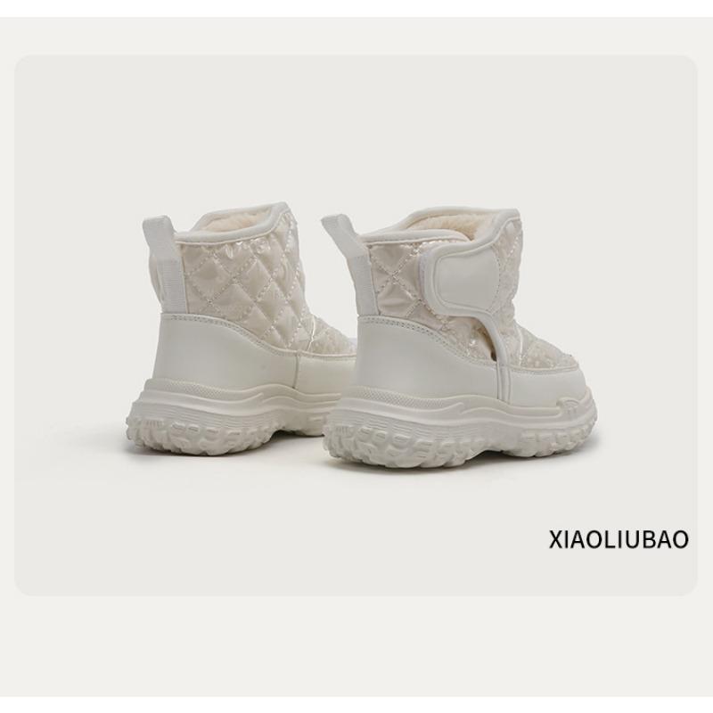 Модные универсальные однотонные высокие сапоги с липучками, утолщенные детские зимние сапоги, повседневная хлопковая обувь, теплые хлопковые сапоги для мальчиков и девочек