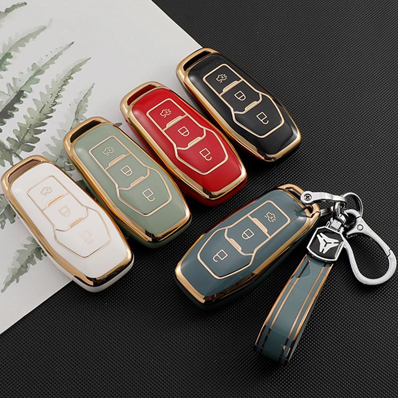 Soft TPU Car Remote Key Case Cover Holder For Ford Focus 3 4 ST Mondeo 5 MK5 Mustang F-150 Explorer Edge Fiesta Kuga MK3 4 Keychain Accessories