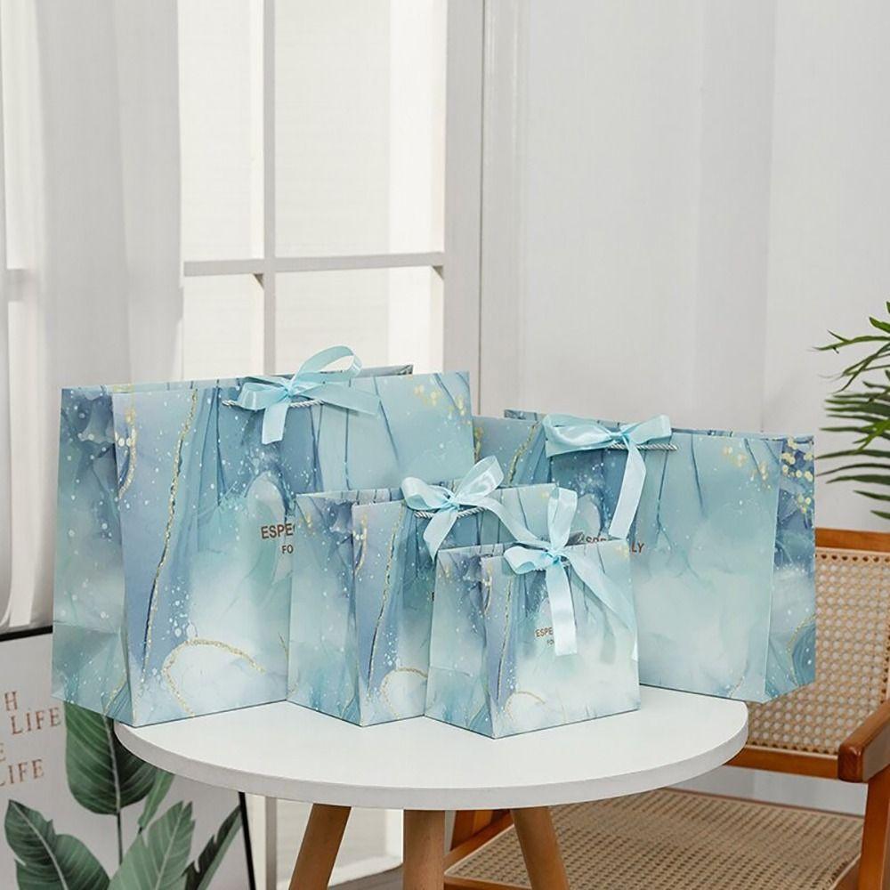Multi-size Marble Printing Gift Bag Marble Pattern Handhold Tote Gift Wrapping Bag