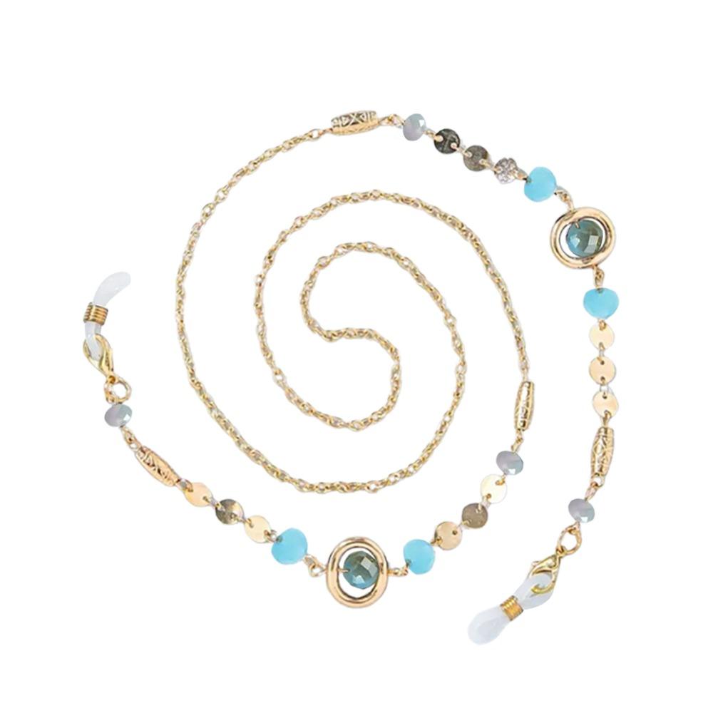 Ocean Blue Reading Glasses Chain Rhinestone Glasses Straps Portable Sunglass Lanyard Straps Women