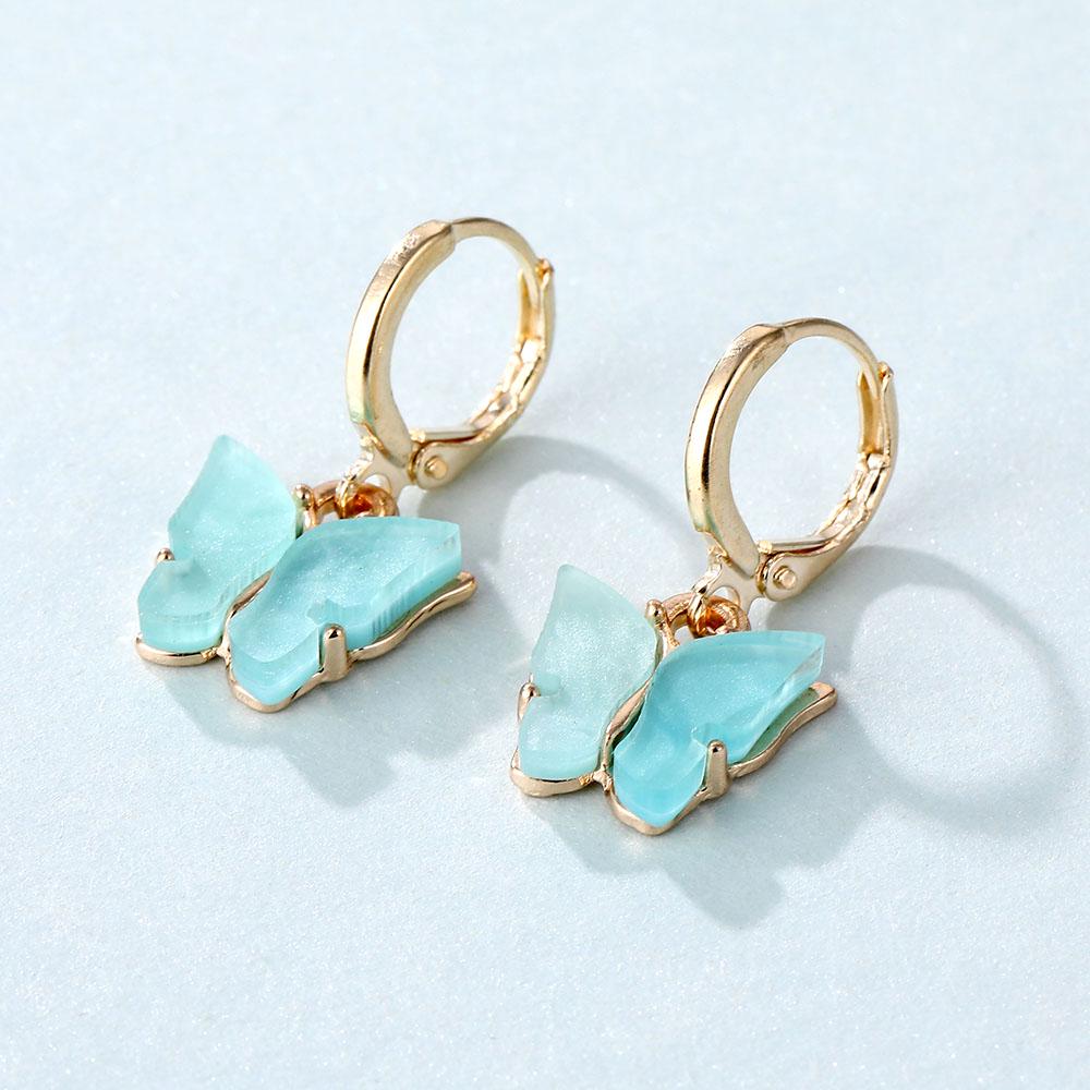 Серьги-бабочки, цветные акриловые женские серьги-бабочки, маленькие свежие милые красивые цветные серьги для девочек, ювелирные изделия