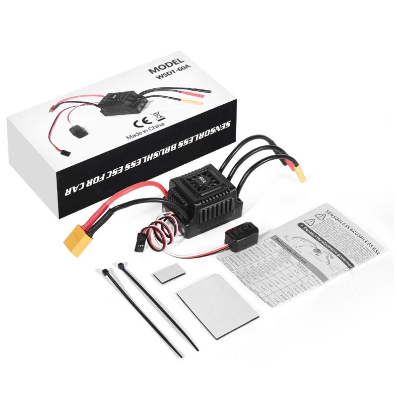 WSDT-60A Sensorless ESC Brushless Waterproof 60A for 1/10 For Various Brushless Servos Multiple Protections