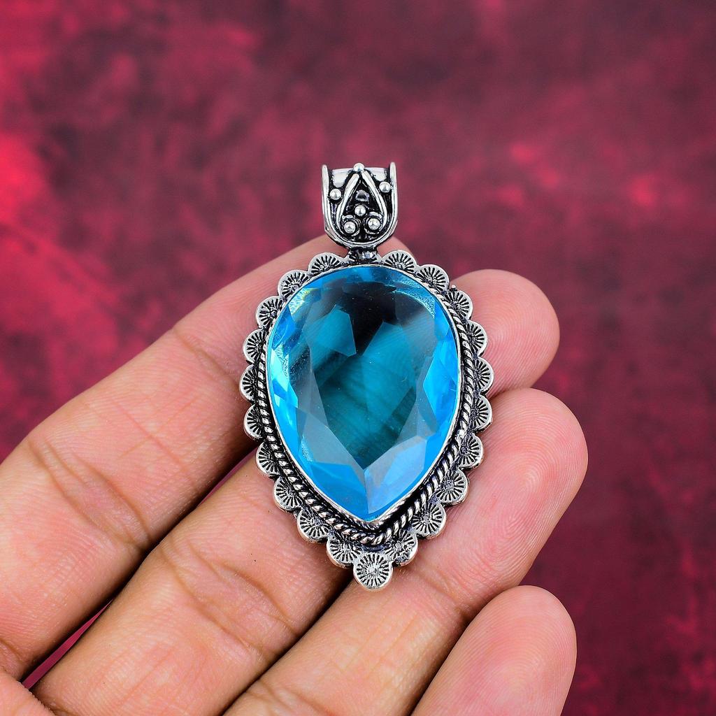 Подвеска из драгоценного камня ручной работы с танзанитом, подвеска из стерлингового серебра 925 пробы, антикварные ювелирные изделия, подвеска для подарка на помолвку