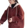 Женская куртка с капюшоном на подкладке из овчины и меха - Осенне-зимняя свободная стройнящая универсальная вещь