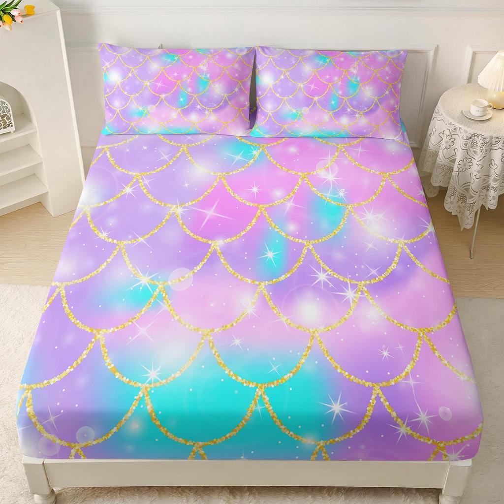 Beautiful Butterfly Pattern Mattress Three-Piece Digital Printing Home Bedding Set Adult Children