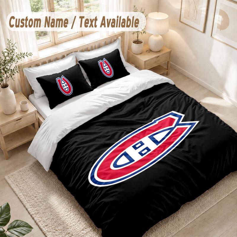Montreal Canadiens Bedding Set, 1 Duvet Cover & 2 Pillowcases Soft Comfortable Bedroom Home Textile Decor