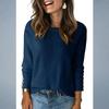 Women's Casual Fashion Long Sleeve Shirt O-Neck Solid Color Tops