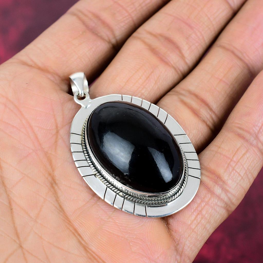Подвеска из черного обсидиана, ювелирные изделия из цельного серебра 925 пробы с драгоценными камнями, подвеска ручной работы, на День благодарения