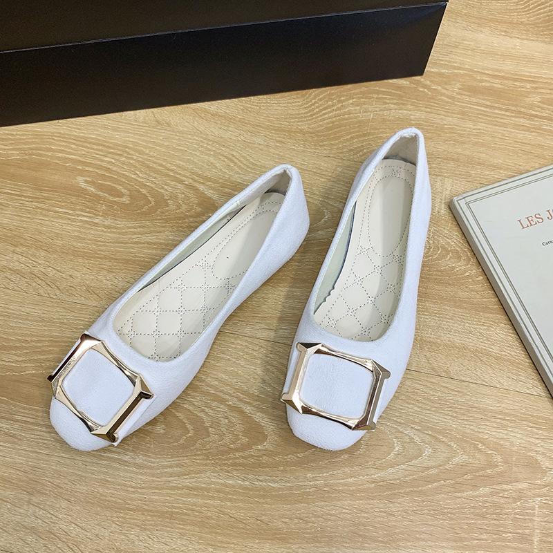 Женские однотонные удобные повседневные туфли без шнуровки большого размера на плоской мелкой подошве для девочек