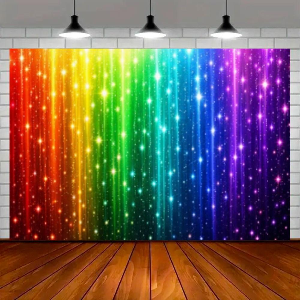 Colorful Sparkling Background Girl Dreamy Rainbow Color Party Decoration Backdrop Wedding Adult Celebration Banner Supplies Prop