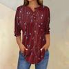 3/4 Length Sleeve Womens Tops Summer T-Shirts Floral Print V Neck Casual Basic Tee Button Shirts Tunic Tops
