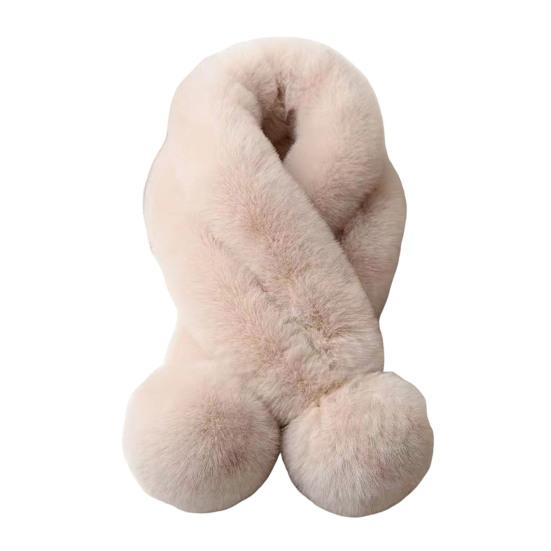 Women Winter Scarf with Wool Ball Decoration Solid Color Thickened Plush Warm Scarf Winter Outfits Accessories