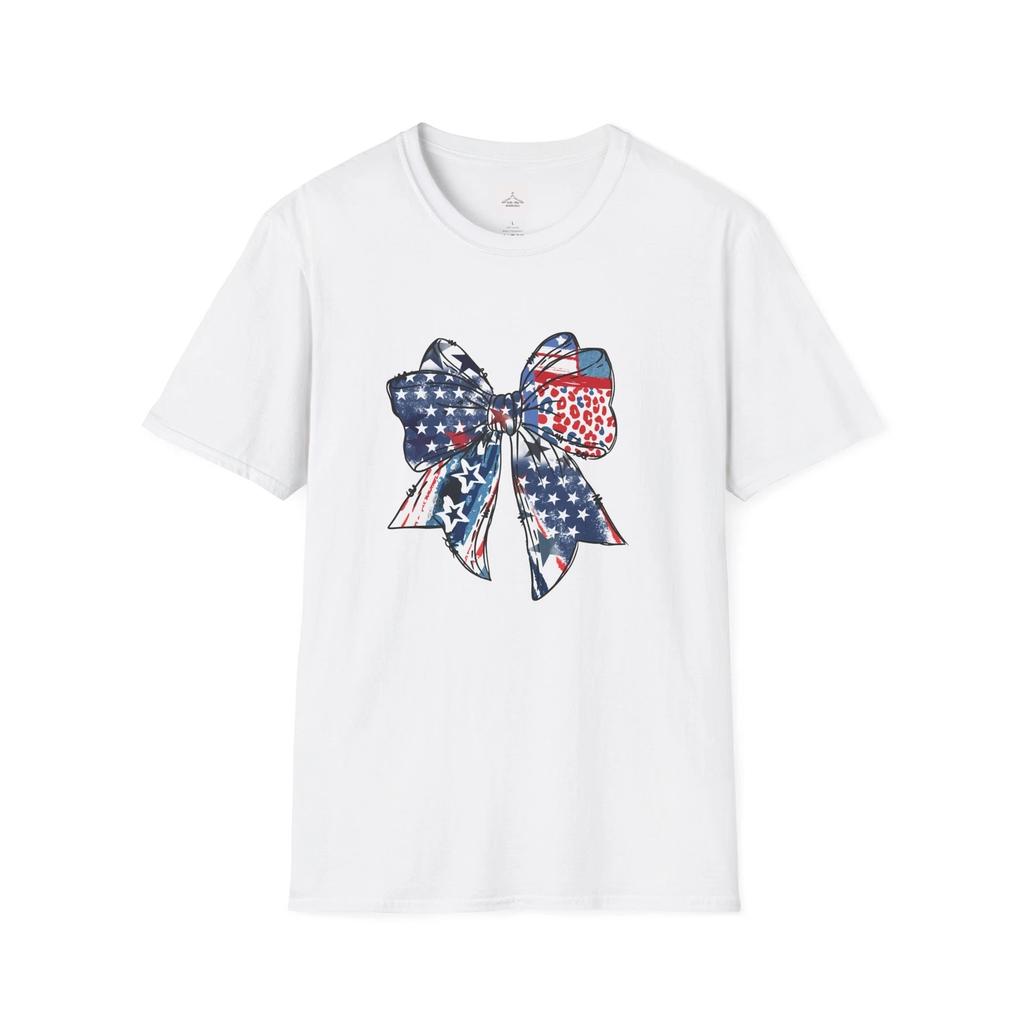 Patriotic Bow T-Shirt | Cute 4th of July Gift, Summer Style, Casual Wear 1
