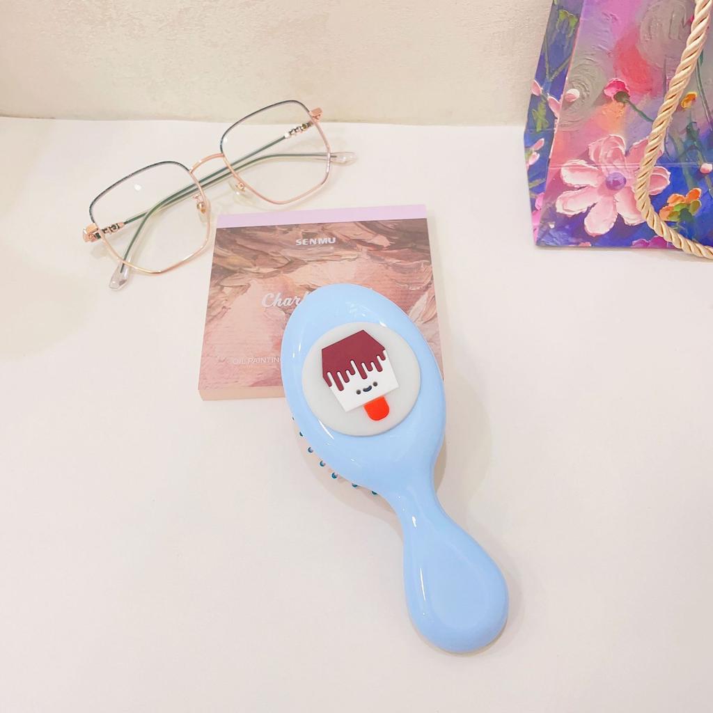 Милая мультяшная расческа с бантом на ручке для массажа кожи головы, переносная пластиковая воздушная подушка, маленькая расческа, щетка для волос с бантом, милая милая расческа