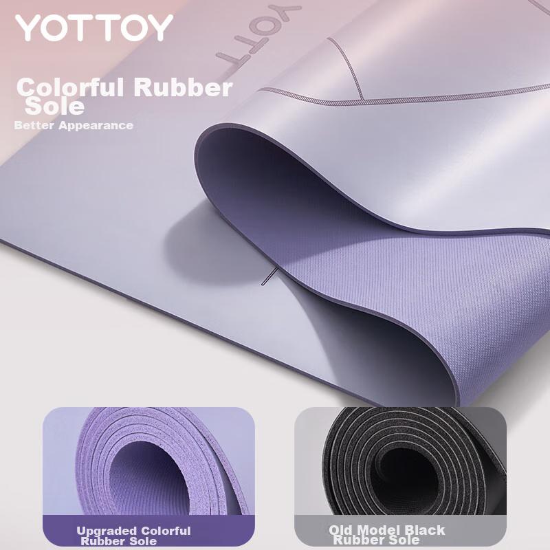 Yottoy Yoga Mat, Professional Natural Rubber, Non-Slip, Soundproof, Shock-Absorbing, Widened PU Sports Floor Mat, Yugu Purple