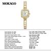 Стильные женские водонепроницаемые кварцевые часы MOKAGO, инкрустированные кристаллами, с медным браслетом