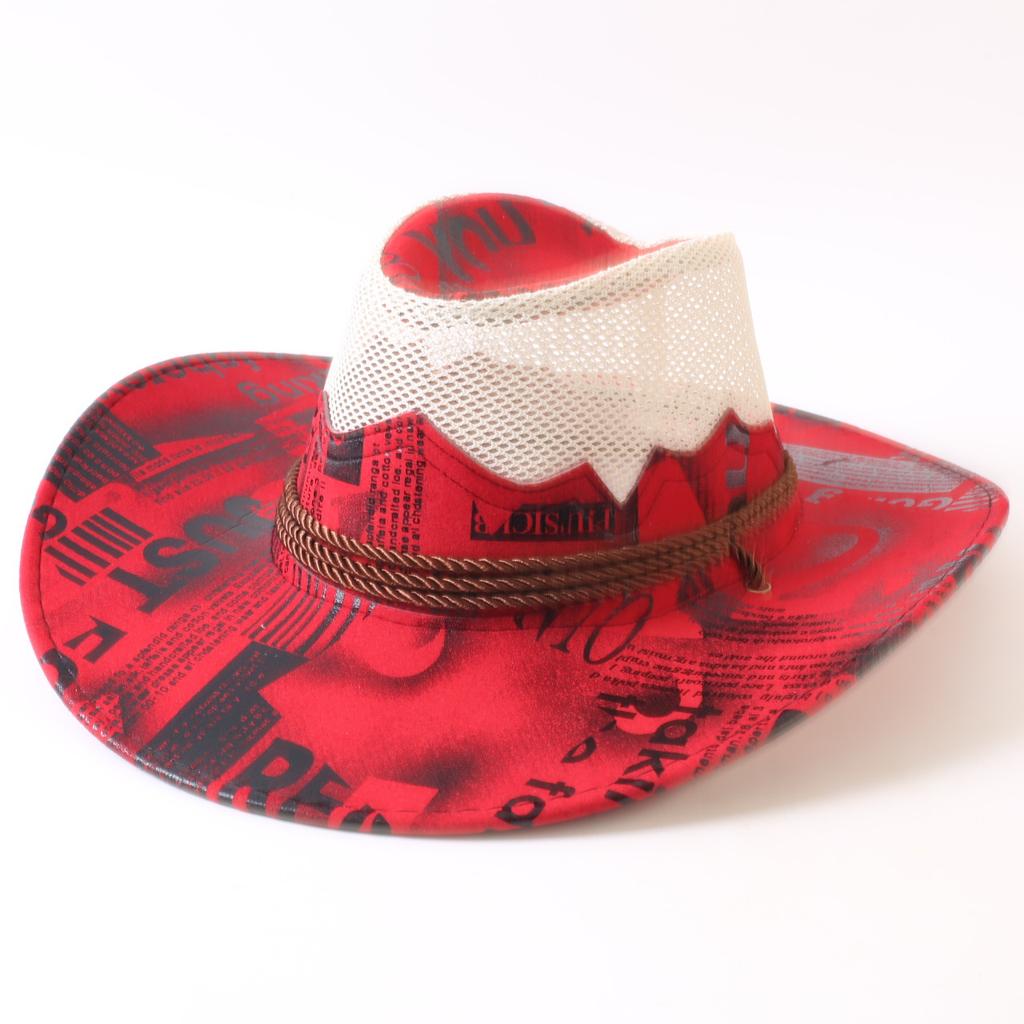 Western Cowboy Hat Men's and Women's Outdoor Sunscreen Sun Hat Hollow Breathable Jazz Hat Fashion Trend Top Hat