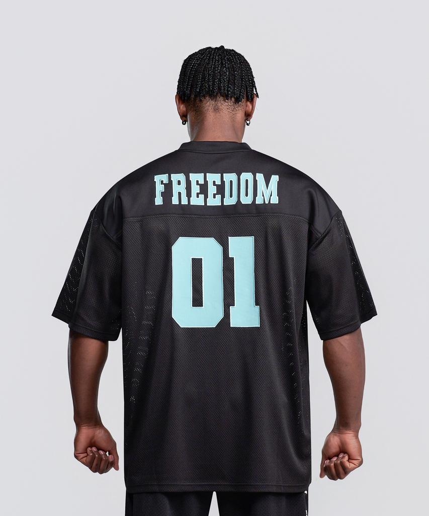 Сетчатая регбийка FREEDOM (Черный/Светло-бирюзовый)