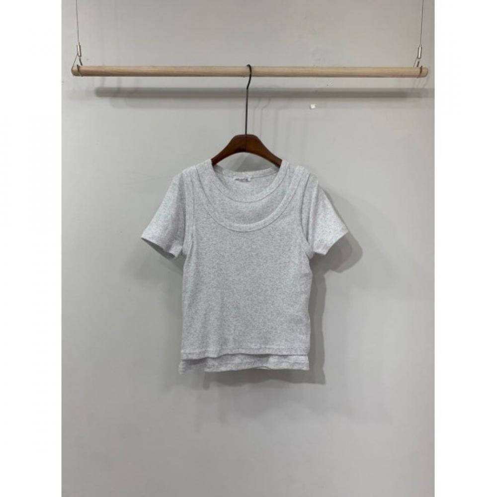 C S In The Room Women S Ribbed Tank Layered ShorT Sleeve T ShirT SeT 4 ColorS