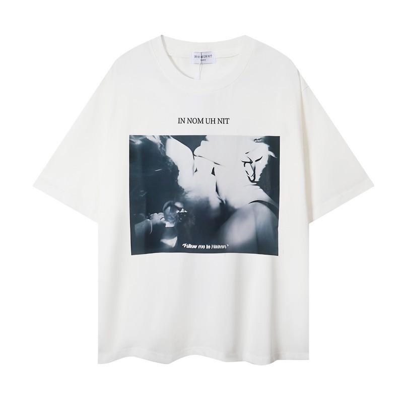 Printed short-sleeved T-shirt for men and women, loose summer trend for couples
