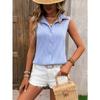 Летняя женская рубашка без рукавов, жилет на пуговицах, модная элегантная плиссированная рубашка, женская однотонная, с лацканами, простая свободная повседневная майка, женская одежда 3653