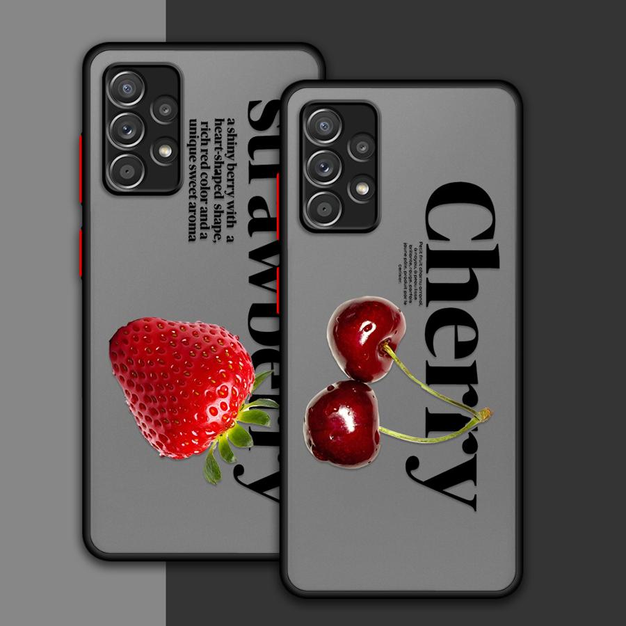 Чехол для телефона для Samsung Galaxy A52S A72 A73 A33 A17 A52 A56 A55 A34 A36 A35 A53 A54 A14 A23 A16 A15 Вишня Клубника