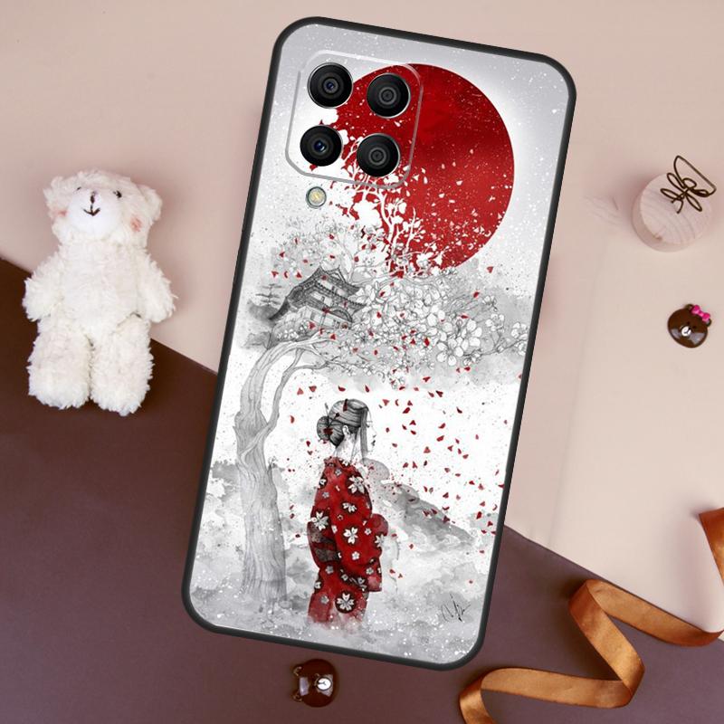 Японский чехол-гейша для Samsung Galaxy M32 M52 M14 M54 M13 M33 M53 M56 M36 M16 M31 M11 M12 M35 M55 M15 M06