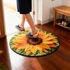 3D Коврик на пол Подсолнух Нескользящий Впитывающий Коврик для ванной Быстросохнущий Круглый Цветочный Ковер для Фермерского Дома Спальни Прихожей Гостиной
