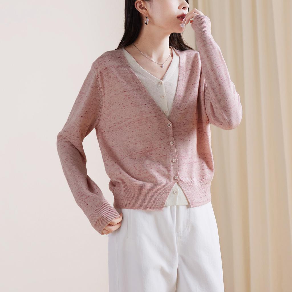 Temperament V-neck Fake Two-Piece Knitted Cardigan Jacket for Women