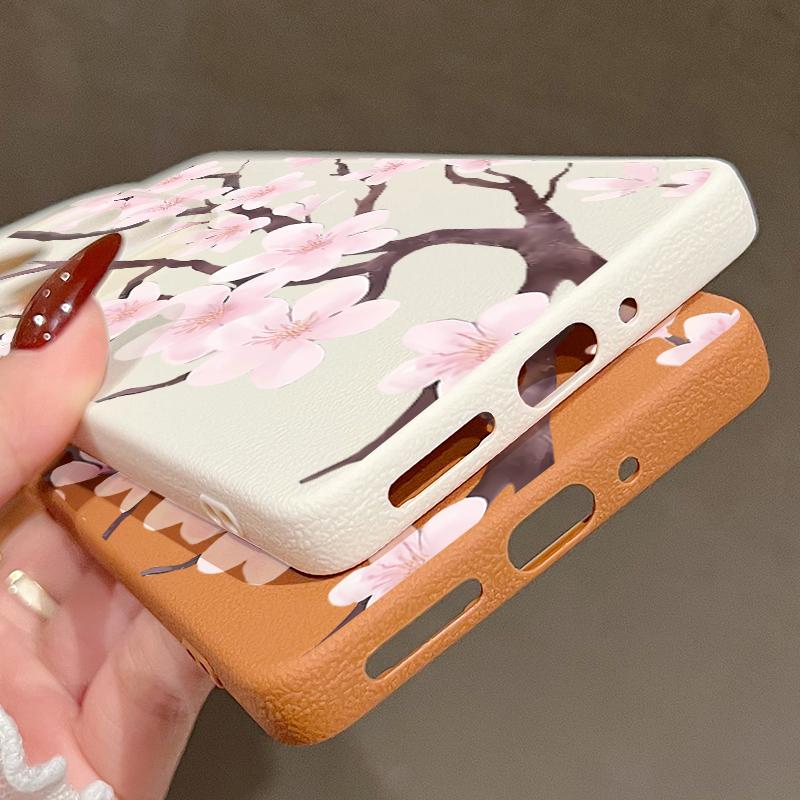 Чехол с рисунком сакуры в ручном стиле для Xiaomi 14T 13T 11T Pro Funda Redmi Note 14 13 Pro 5G 12 11 Силиконовый чехол с текстурой кожи