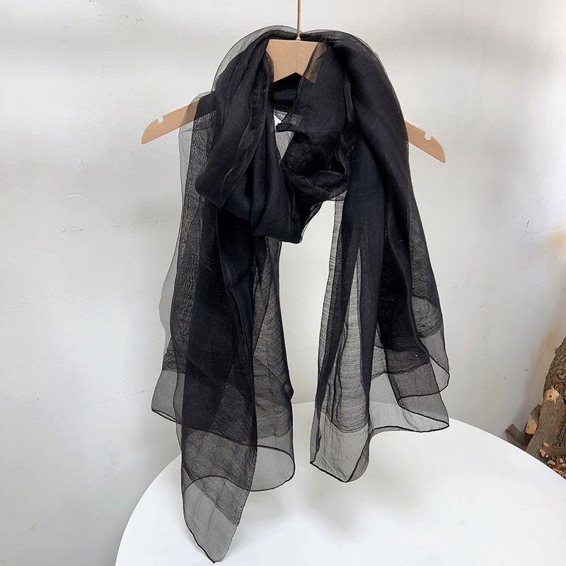 Double Silk Wool Scarf Spring And Autumn Thin Solid Color Mulberry Silk Shawl Women'S Silk Scarf