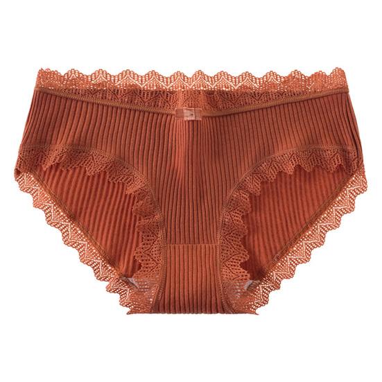 Mid-rise Briefs Thin Breathable Lace Decor Panties for Inner Wear