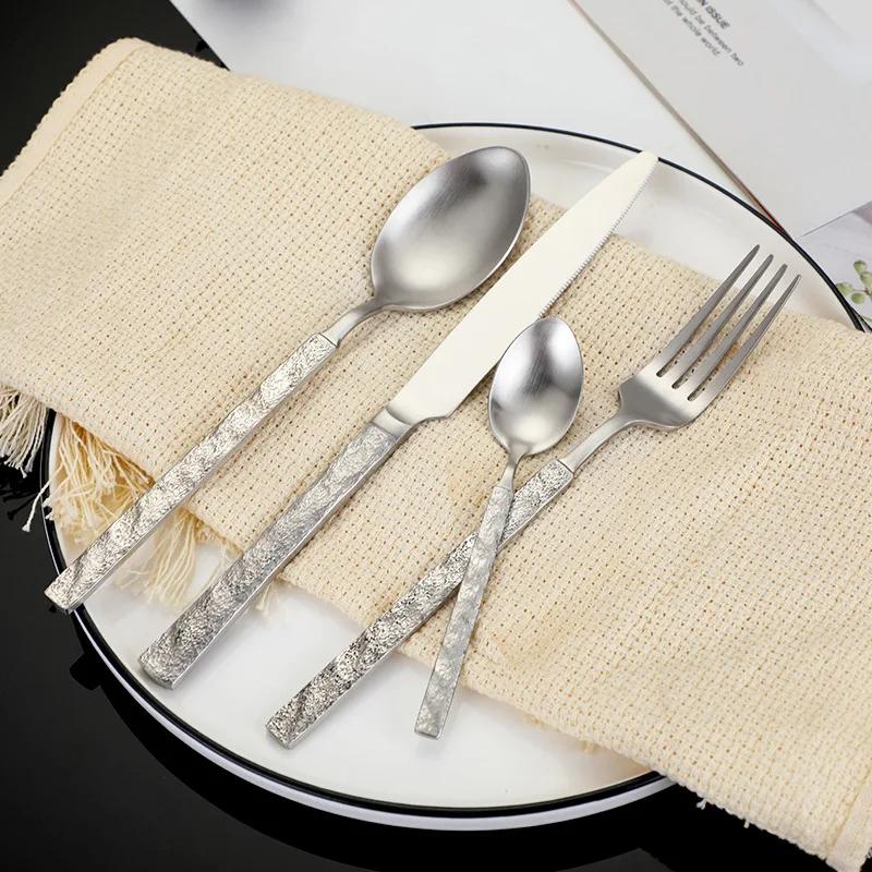 4pcs Tableware Set Stainless Steel Dinnerware Steak Knife Fork Coffee Spoon Teaspoon Flatware Dishwasher Safe Kitchen Tablewar