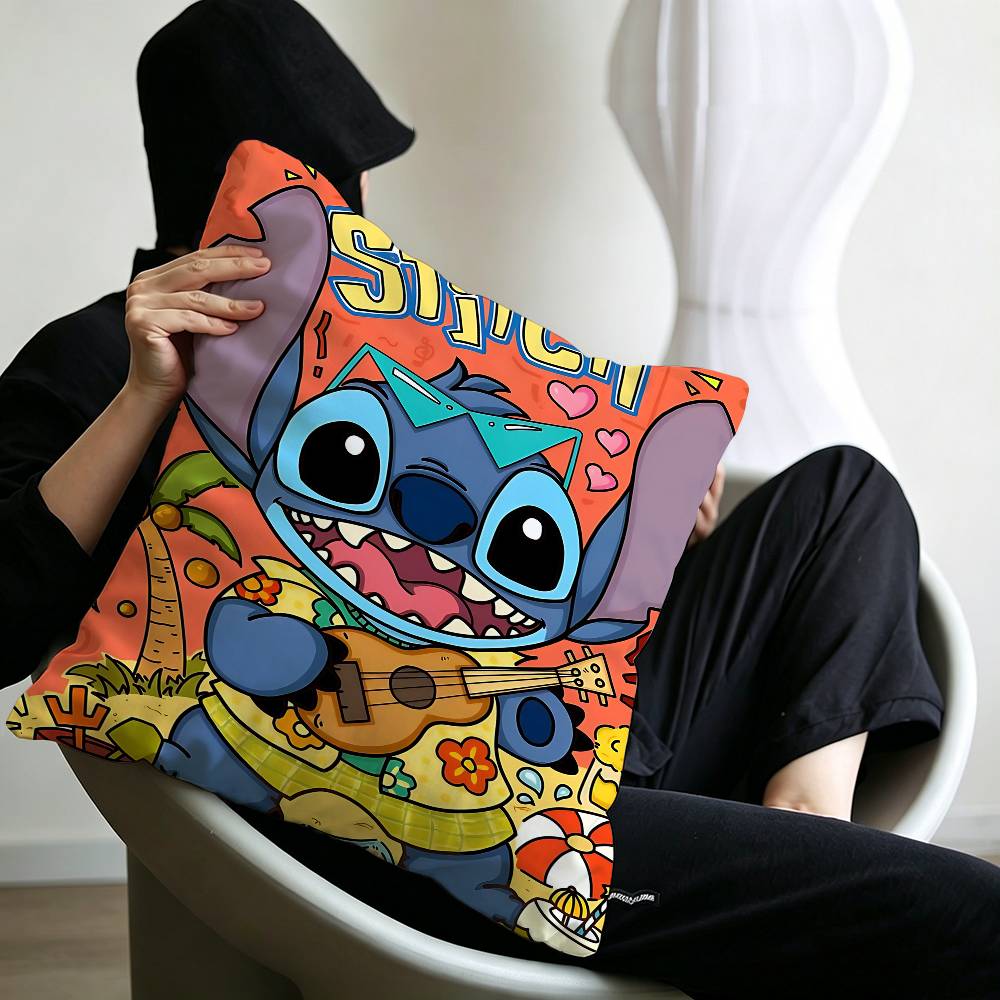 Cute Hello Sstitch Office Cushion Pillowcase Car Cushion CoverXCM Lumbar Pillowcase Sofa Pillowcover