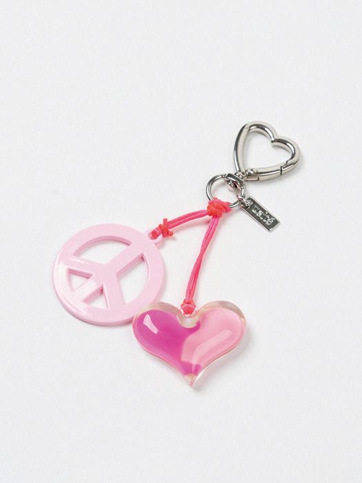 usite HEART PEACE FREEDOM KEYRING (BABY PINK)