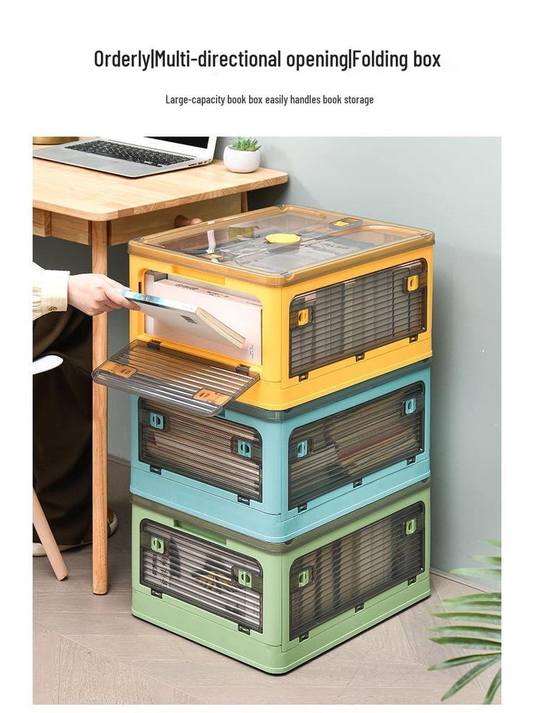 Foldable Transparent Storage Box for Books & Clothes - Extra Large