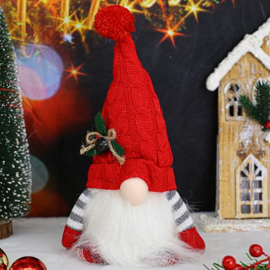 Lighted Christmas Gnome Small Light Up Plush Santa Elf with Knitted Hat Stuffed Swedish Tomte Toy for Winter Tabletop Fireplace Decor